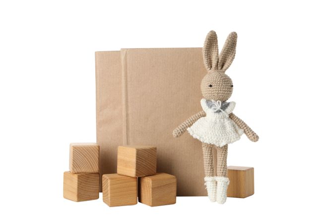 children's book, with toys, isolated on light background.