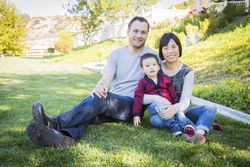 Interracial Family Having Fun Outside