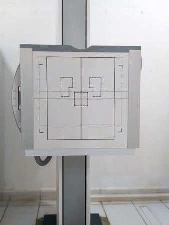 Digital X-Ray Detector with Orientation Markers in Radiology Room