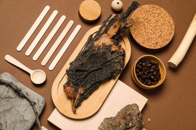 Flat lay of creative moodboard composition, concept of moodboard