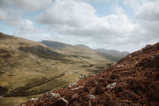 Mountain landscape under cloudy sky