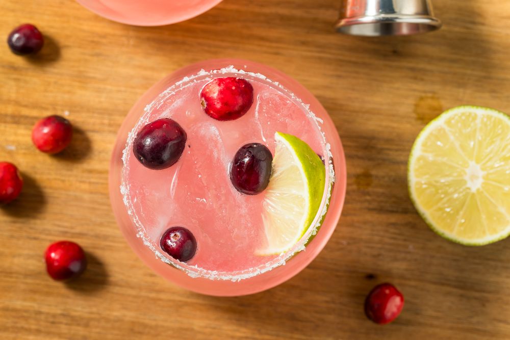 Boozy Refreshing Pink Cranberry Margarita Cocktail