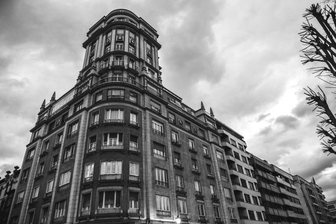 Beautiful aged building in monochrome