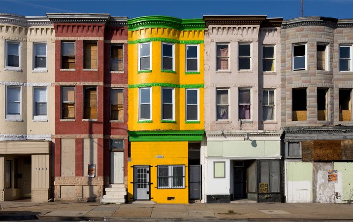 Colorful row houses, Baltimore, Maryland
