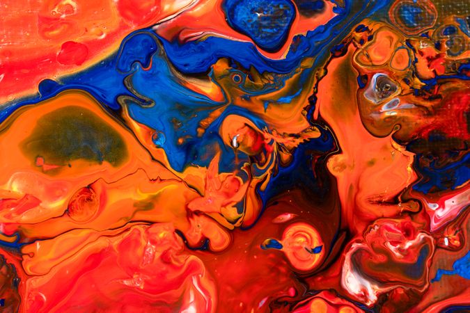 Fluid Art in Red And Blue Abstract Acrylic Pouring