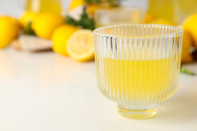 Concept of tasty drink, Limoncello, space for text