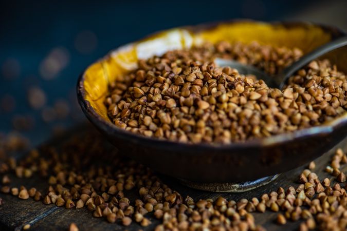 Bowl of dry buckwheat
