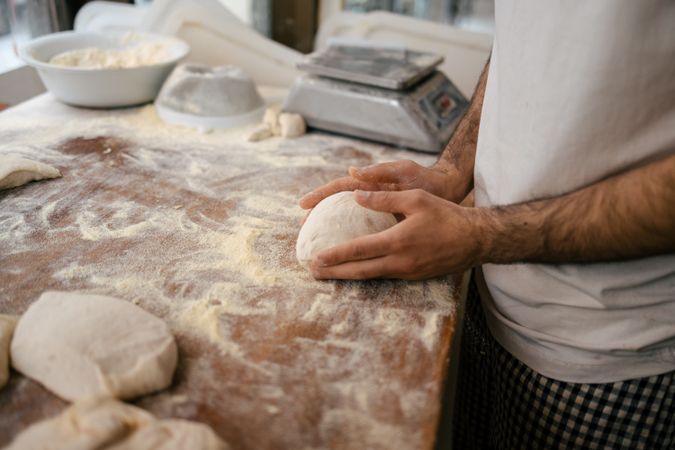 Baker's hands kneading