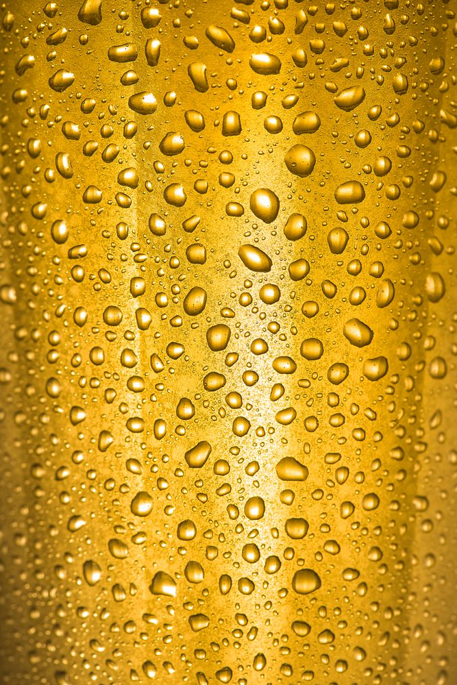 Close up of beads of water of fresh pint of beer