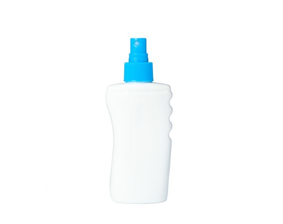 Sunscreen spray isolated on blank background. Summer vacation accessories