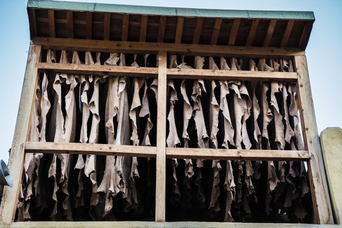 Dirty textile hanging in construction