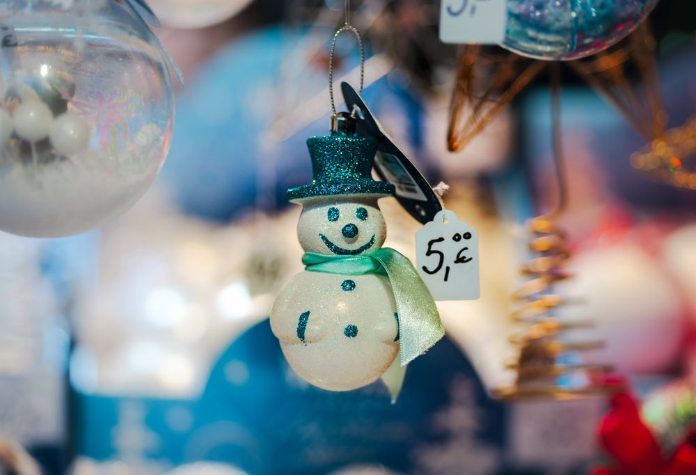 Traditional Christmas market with handmade decorations, Strasbourg, Alsace, France