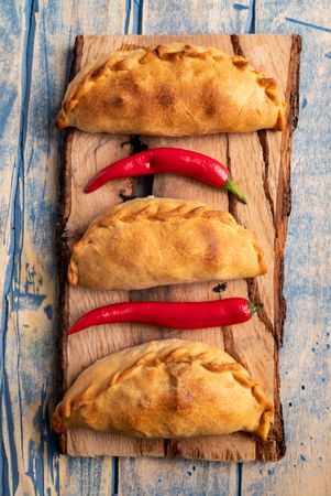Set of patties near chili peppers