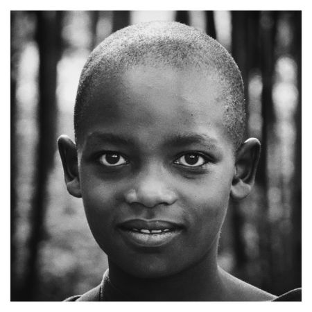 Grayscale photo of African boy