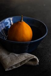 Single squash in navy bowl
