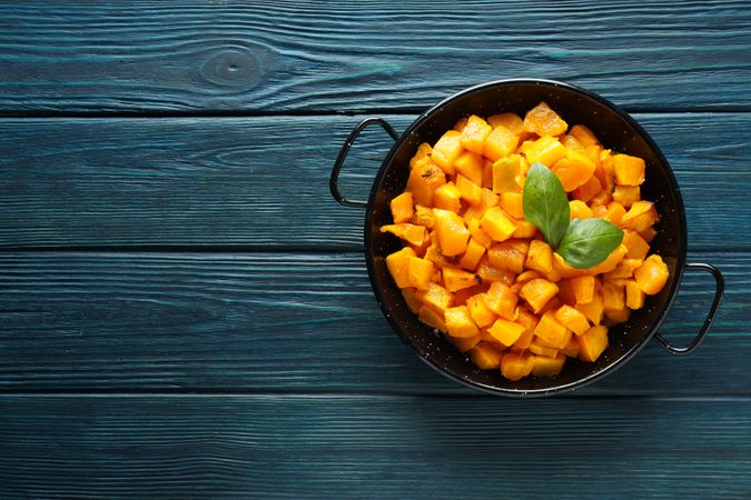 Concept of tasty homemade dish - baked pumpkin