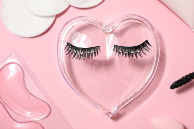 concept of cosmetology tools and beauty treatment, false eyelashes