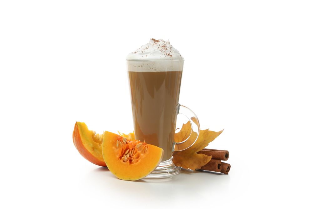 Glass of latte isolated on blank background