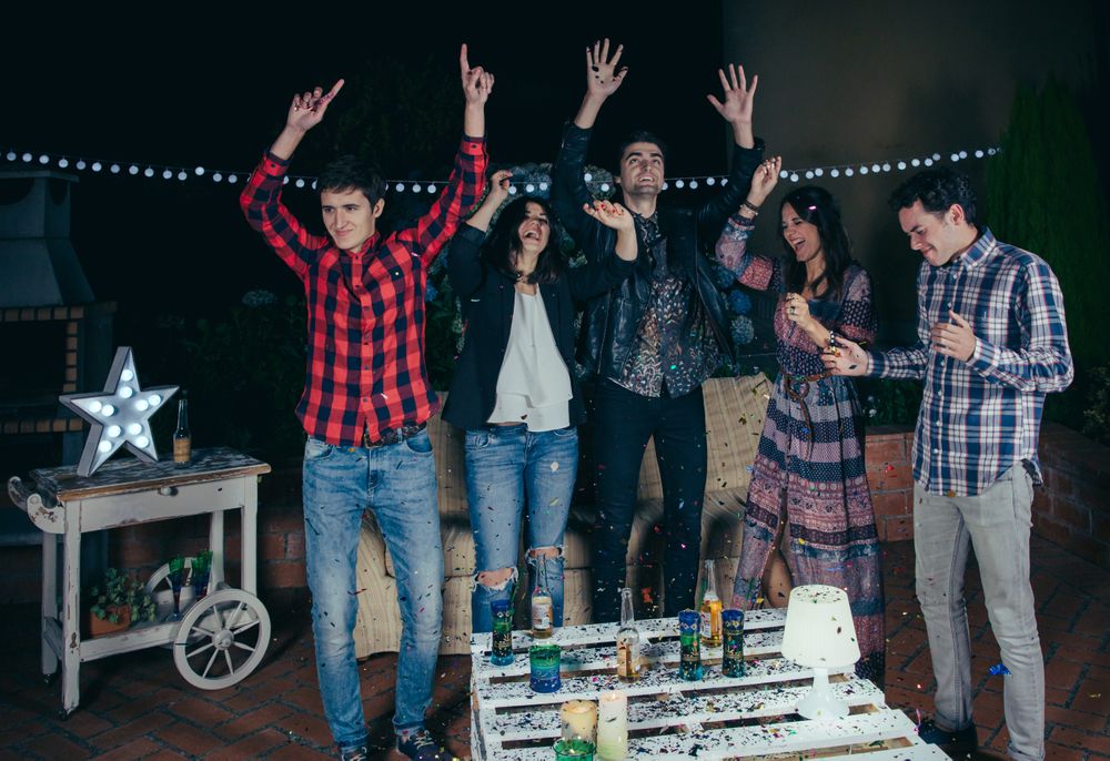Friends dancing and having fun at a party