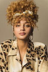 Retro woman with curly hair