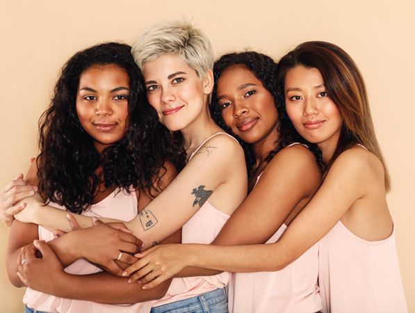 Group of multi-ethnic women in studio together