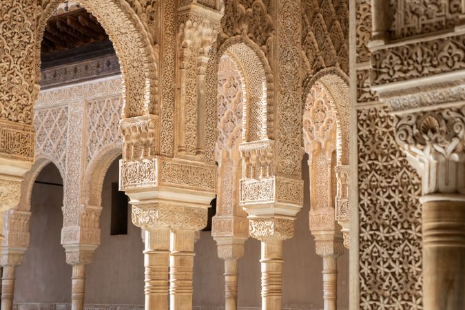 Columns of Court of the Lions at Alhambra of Granada