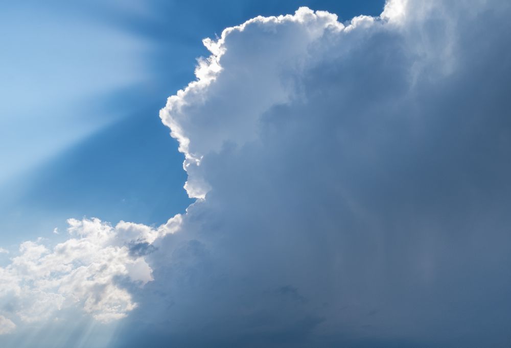 Bright clouds in an idyllic blue sky