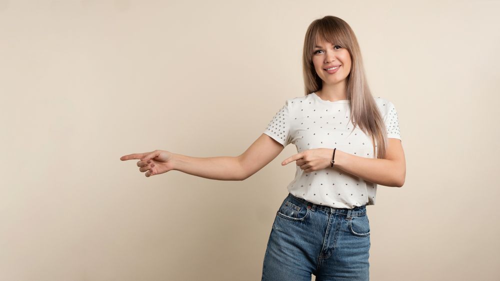 Woman point index finger