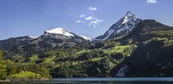 Mountain peaks in the summer