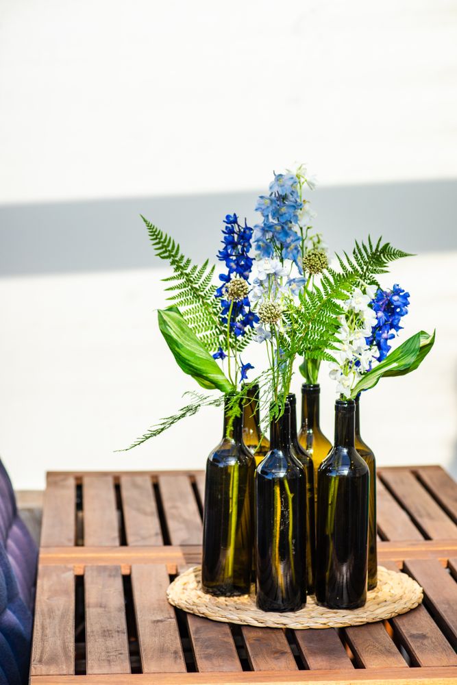 Wine bottles used as vases