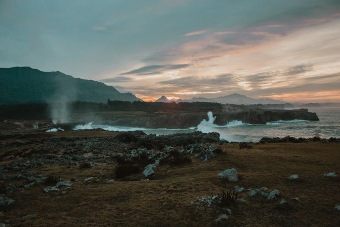 High coast near stormy water