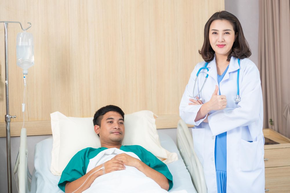 Doctor feeling successful after treating patient
