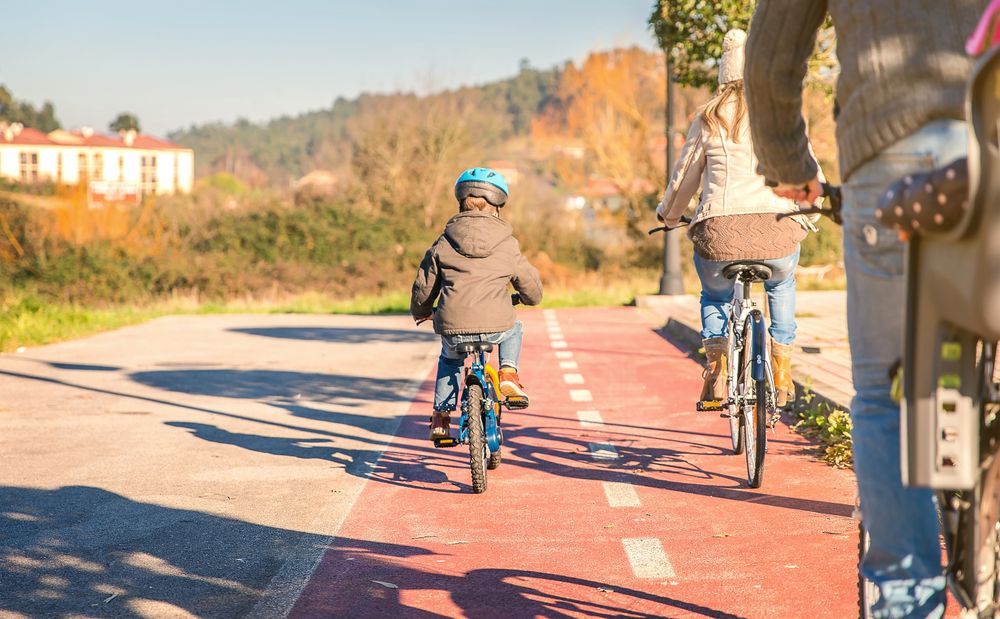 Bike lane with family on ride