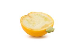 Half of round zucchini isolated on plain background