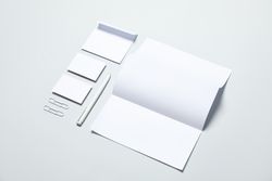 Mockup business brand template on light gray background, space for text