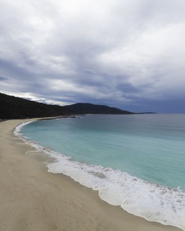 Landscape shot of gloomy beach