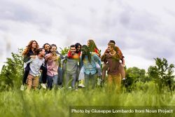 Friends piggybacking in the countryside - view from the grass 4d873d