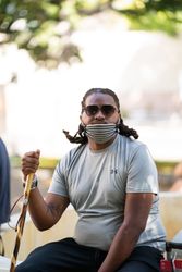 Los Angeles, CA, USA — June 16th, 2020: portrait of man at rally in park at city hall