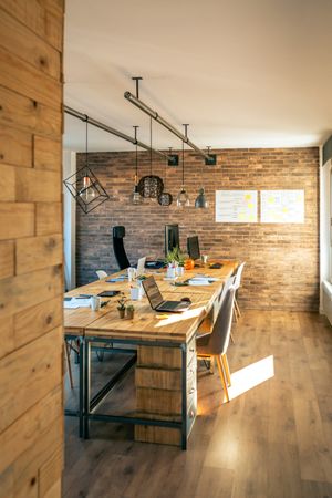 Interior of industrial style coworking office