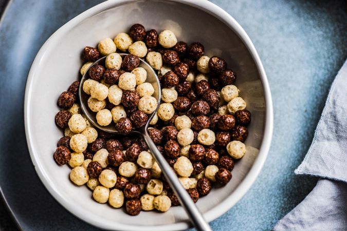 Cereals balls in breakfast bowl