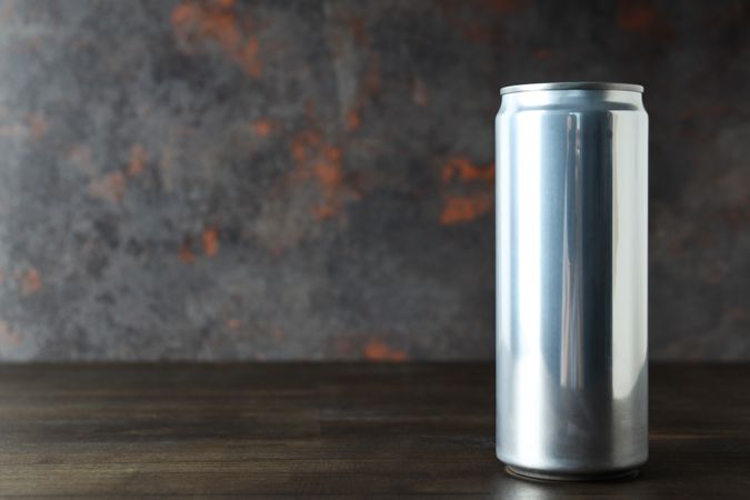 Concept of drink, blank can, space for text