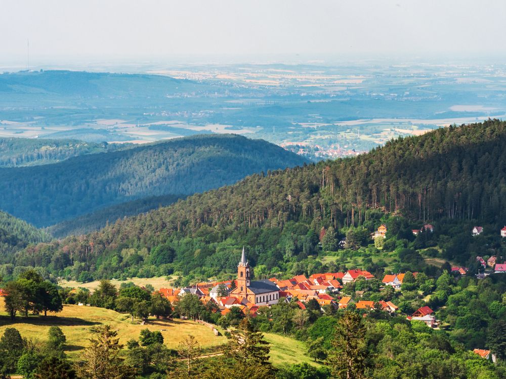 Panoramic Landscape of Alsace. The Vosges mountains
