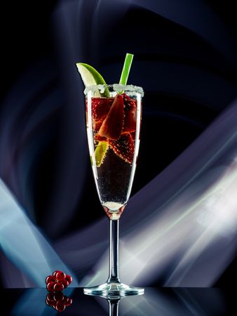 Glass with drink and berries