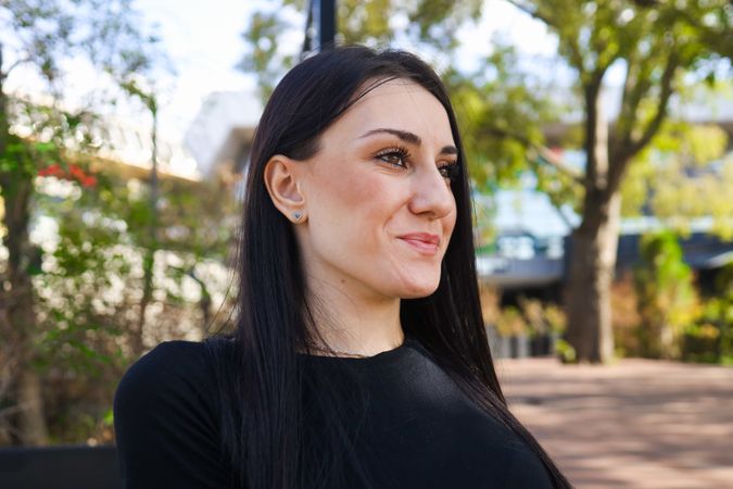 Portrait of a smiling woman with the disability