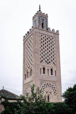 Ornamental Arabic tower on street