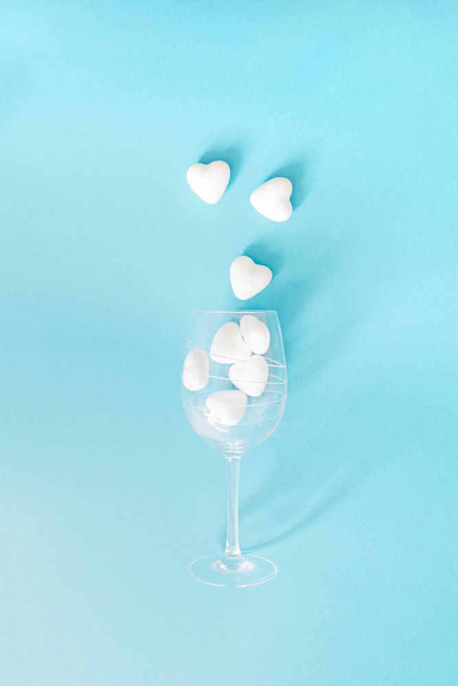 Hearts in a wine glass