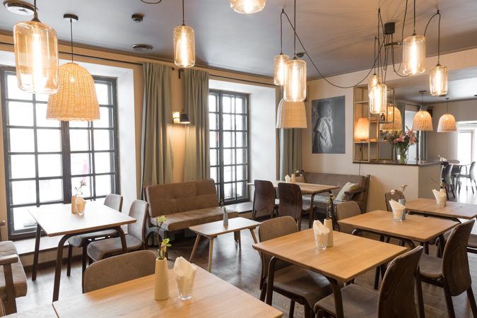 Interior of cozy restaurant