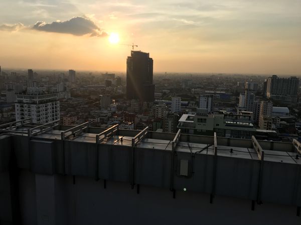 City view of Phnom Penh, Phnom Penh Province, Cambodia at sunset