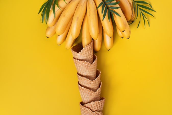 Banana in tree shape with ice cream cones