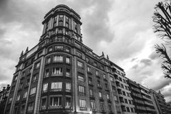 Beautiful aged building in monochrome